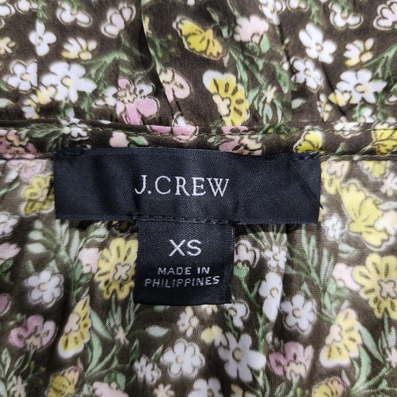 J. Crew XS Ruffle Featherweight Satin Scoopneck Top Floral Stripe - Picture 6 of 10